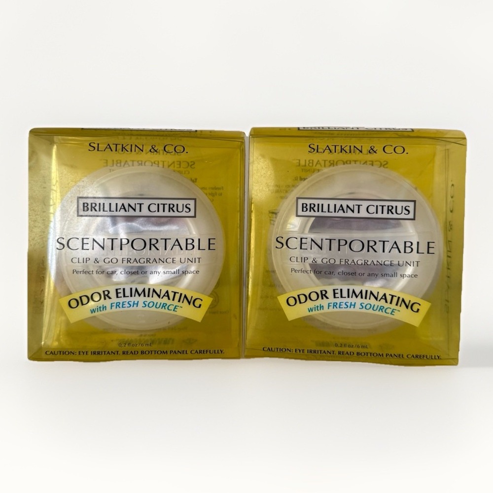 NEW Slatkin & Co Scent Portable Clip & Co‎ Fragrance Units Brilliant Citrus X 2